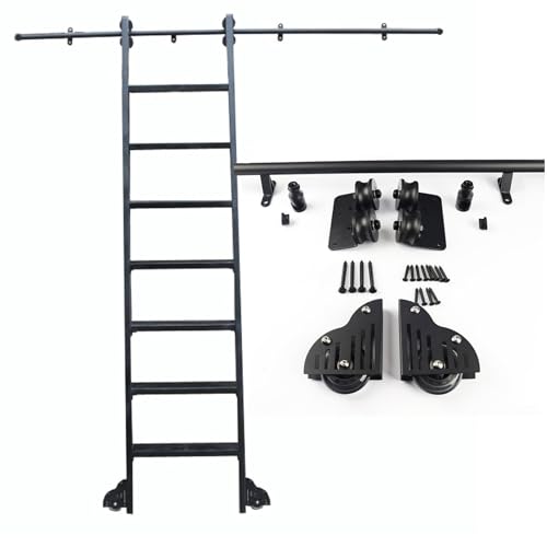 Kit de herrajes para escalera móvil y riel deslizante de 244 cm para loft u oficina 2