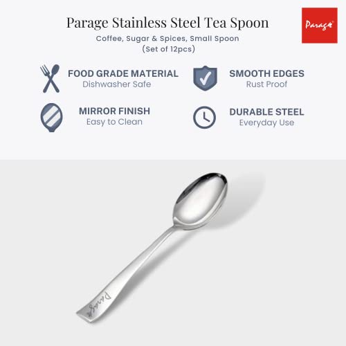 12 Piece Stainless Steel Tea Spoon Set, Silver