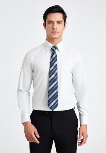 HISDERN Mens Dress Shirt Long Sleeve Botton Down Formal Shirts Regular Fit Solid Casual Business Cotton Shirts for Men3