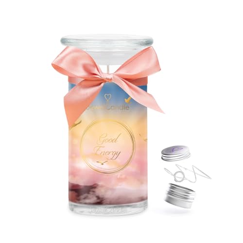JuwelKerze Good Energy Armband Silber - große Schmuckkerze 80 Std - Duftkerze mit Zitrusduft - Kerze mit Schmuck Überraschung - Geschenke für Frauen
