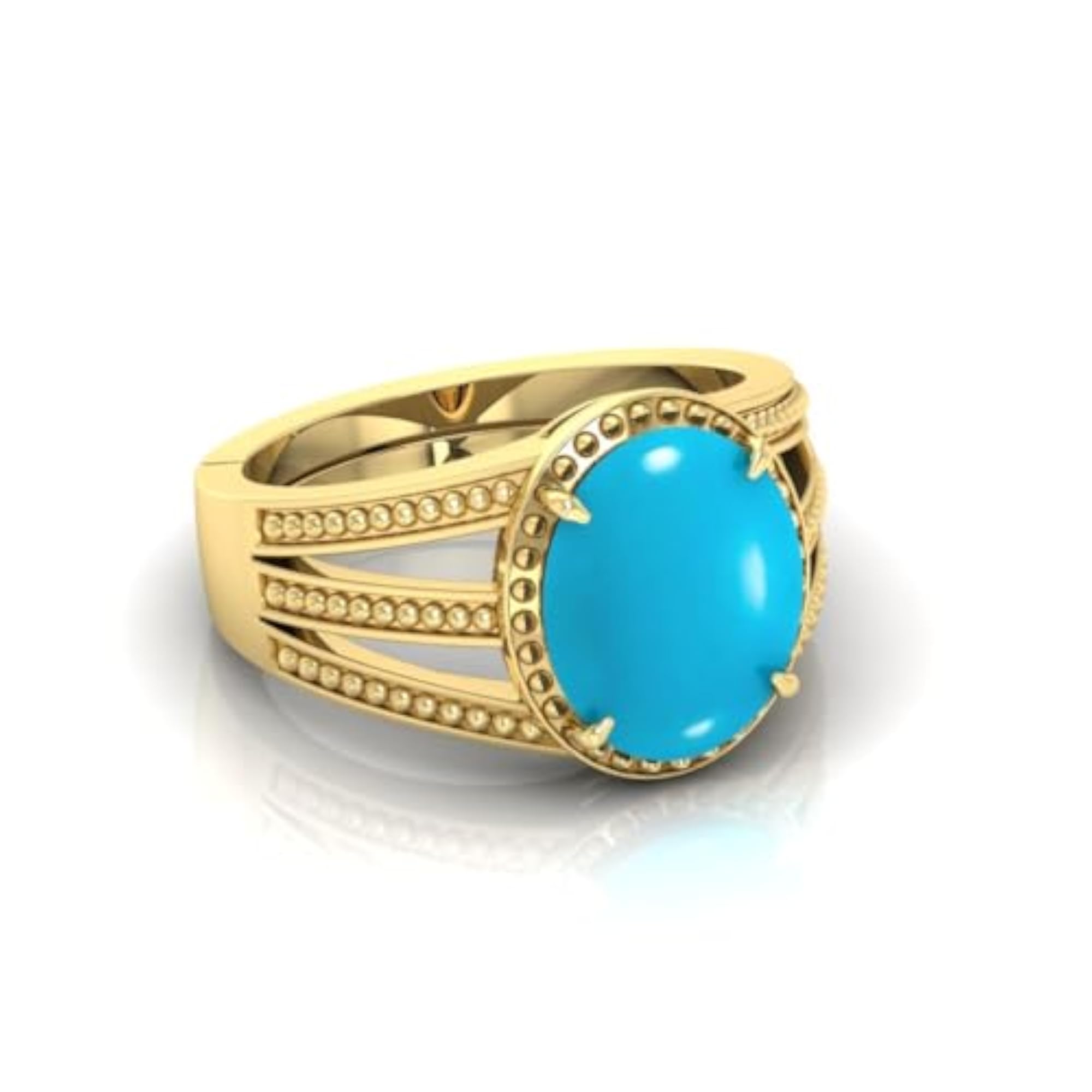 6.25 Ratti Turquoise Stone Gold Plated Adjustable Ring