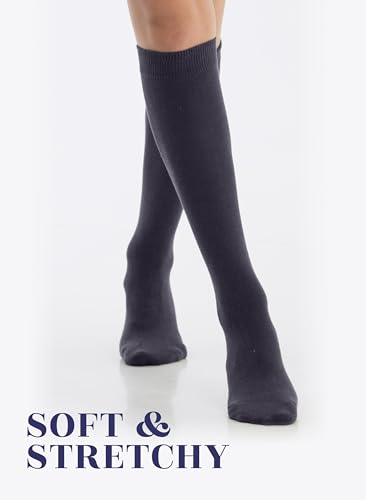 Image of Hugh Ugoli Women's Rayon Derived from Bamboo Knee High Socks Comfort Seam Long Dress Socks, Shoe Size 5-8 /8-11, 4 Pairs