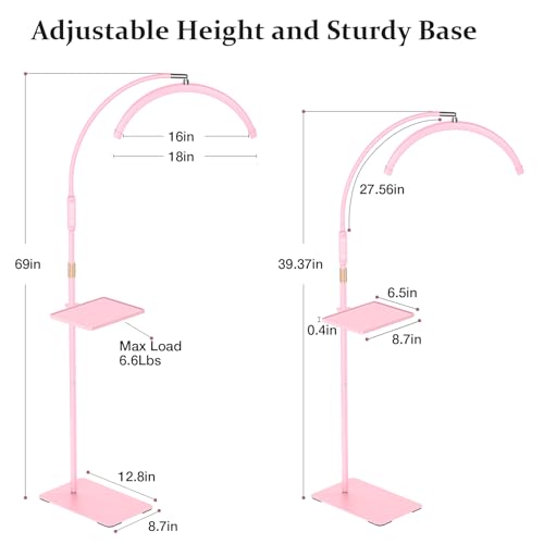 Image of Mznoo Lash Light, Half Moon Lamp with Tool Tray, 2500LM LED Moon Light for Eyelash Extensions, Flexible and Adjustable Color Modes, Suitable for Beauty Salons and Beginner DIY (Pink)