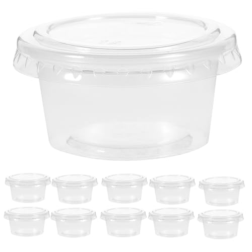 CIYODO 100pcs 1oz Jelly Yogurt Mousses Portion Cups Lids Disposable Food Containers for Salad Dressings Sauces