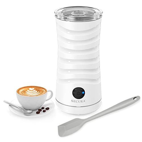 Secura Electric Milk Frother, Automatic Milk Steamer, 4-IN-1 Hot & Cold Foam Maker-8.4oz/240ml Milk Warmer for Latte, Cappuccinos, Macchiato with Silicone Spatula, Silent Working & Automatic off