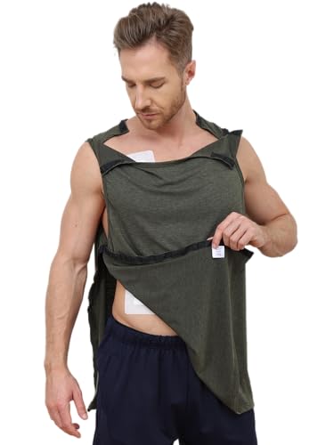 Fififlip Men's Shoulder Surgery Shirts with Snap Access Rotator