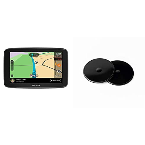 TomTom GPS para Coche GO Basic, 6 Pulgadas, con tráfico y Prueba de radares Gracias a Traffic + Discos Adhesivos de salpicadero de para Todos los Modelos