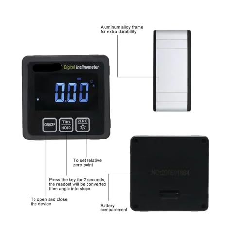 Inclinómetro digital con base magnética y luz miniatura 2