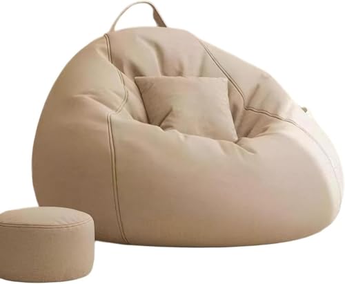 ビーズクッション ごろ寝ソファ 特大 一人掛け シートクッション 足置き付き ビーズクッション 柔らかい 軽量 疲労回復 持ち手付き 移動簡単 ポケット リビング 寝室 バルコニー カウチ ビ (F)