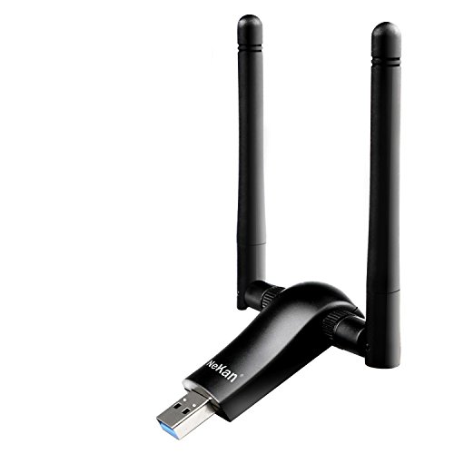 NeKan 1200Mbps WiFi Adaptador Antena Receptor Inalámbrico Wifi Amplificador Dual Banda Largo Alcance AC WiFi USB PC Para Windows XP/Vista/7/8/10/Mac OSX/linux (1200Mbps)