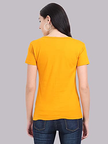 Image of FLEXIMAA Women's Cotton Plain V Neck Half Sleeve T-Shirt