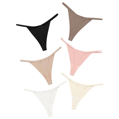 Image of DEANGELMON Seamless G-string Thongs for Women - No Show Thong Underwear Low Rise Stretch Panties Workout Pack