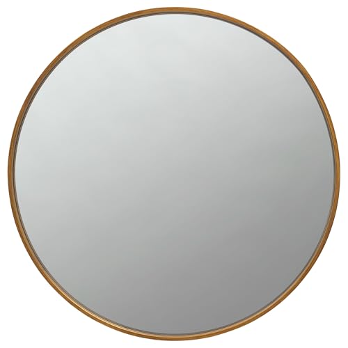 Coaster Home Furnishings - O'Malley - Engineered Wood, Mirror & Metal - 40 x 40 Inch Round Framed Wall Mirror with Slim Frame and Clear Mirror Surface - Entryway, Bedroom & Hallway - Brass - 961488