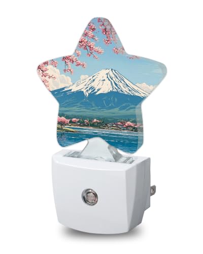 Image of Mount Fuji Star Night Light Plug in, Soft Glow Night Light for Kids Bedroom Nursery, Gentle Warm Light for Sleep, Compact Lamp for Hallway Bathroom