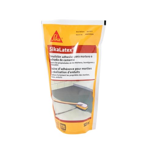 SIKA - Emulsión adhesiva - Sikalatex - Blanco - Listo para usar - Mejora la adherencia - para mortero y lechada de cemento - 500ml