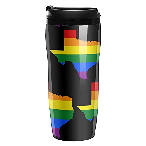 Texas Map LGBT - Vaso de viaje con tapa de plástico con doble pared aislada con diseño de patrón de impresión