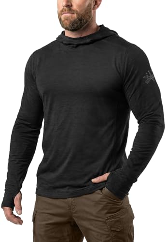 CQR Mens UPF 50+ Sun Protection Long Sleeve Quick Dry Athletic Shirts Stretch Running Workout Hiking T-Shirts Nightfall Ex Black X-Large