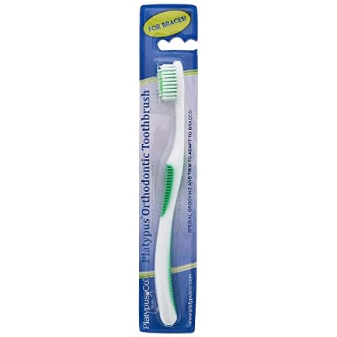 Platypus Orthodontic Toothbrush for Braces | Soft Bristle Braces Toothbrush for Adults & Kids | Angled Bristles for Better Access Around Brackets and Archwires, Comfort Silicone Grip | 1 Count Cover