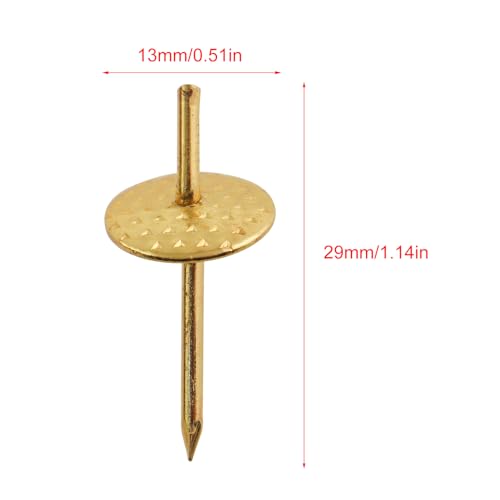 Image of 50PCS Golden Plasterboard Nails 1.14inch Iron Nail Hooks Beveled Nail Version Hardware Hanging Buttons for Plasterboard Picture Frames Canvas Mirror Hanging Decorations Factory Walls
