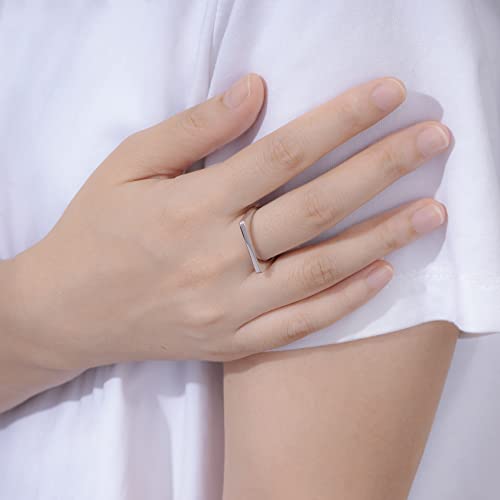 Amazon Essentials Rhodium Plated Sterling Silver Bar Ring Size 10, Silver #TOP1