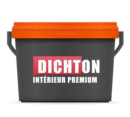 DICHTON PREMIUM Peinture murale mate 10l Blanc - Peinture à dispersion - Résistante au frottement et aux désinfectants, pouvoir couvrant maximal, sans solvant, durable - Intérieur Premium D.77W