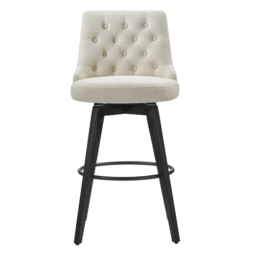 Image of Watson & Whitely Swivel Bar Stools with Back, Fabric in Linen
