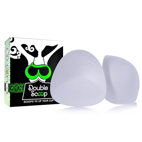 Image of Double Scoop Triangle Big Bust Inserts w /Bonus Tape Sticky Strips, Shapewear for Large Breast Bra Cup, Replacement Bra Pads, Nipple Covers Smoother, Lightweight Plus Size DD+ (White)