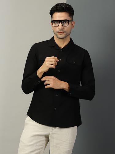 Image of Thomas Scott Men's | Solid | Full Sleeve | Regular Fit | 100% Cotton | Double Flap Pocket | Spread Collar | Casual Shirt