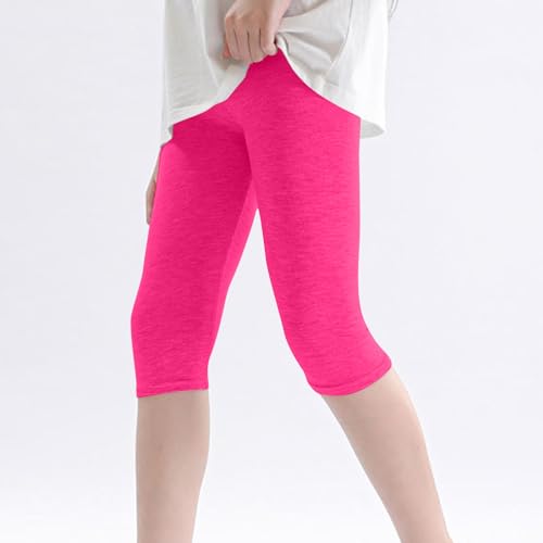4-Pack Girls Capris Leggings Kids Summer Thin Stretch Basic Solid Casual Cropped Tights for 2-13 Years4