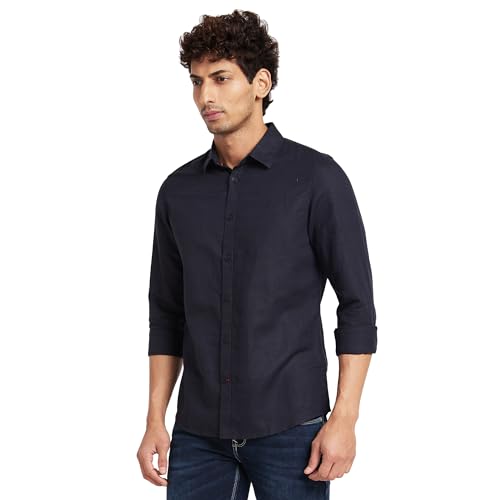 Image of Being Human Grey Slim Straight Fit Regular Collar Long Sleeves Men's Shirt Clothing