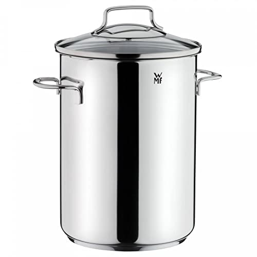 WMF asparagus pot high with glass lid 16cm, steam cooker 4.5, Cromargan polished stainless steel, induction pot with sieve insert, suitable for pasta, spaghetti, vegetables