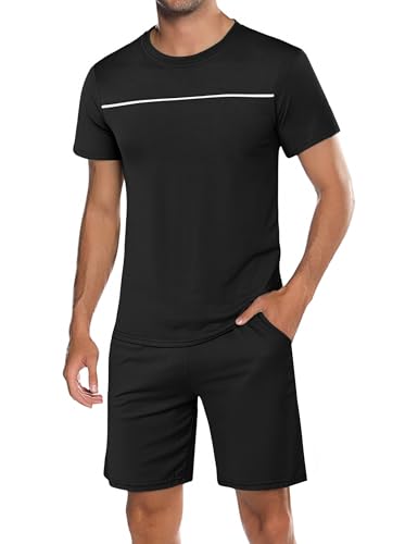 Marvmys Pijama Hombre Verano 100% Algodón Pijamas Hombre Mangas Cortas 2 Piezas con Camiseta y Pantalones Cortos Conjunto de PijamaS-3XL