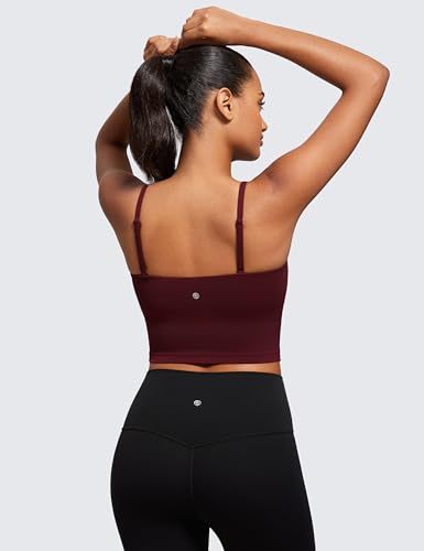 Image of CRZ YOGA Butterluxe Cami Crop Tank Tops | Light Support, Removable Pads, Yoga, Extremely Soft, Square Neck, Spaghetti Straps, Longline Sports Bras for Women