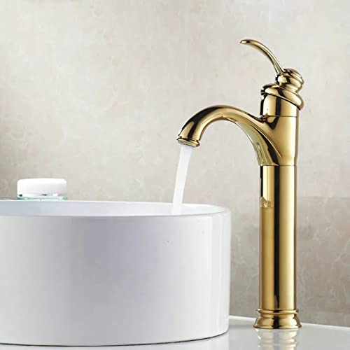 Mitigeur de salle de bains doré robinet de lavabo moderne monotrou eau chaude froide