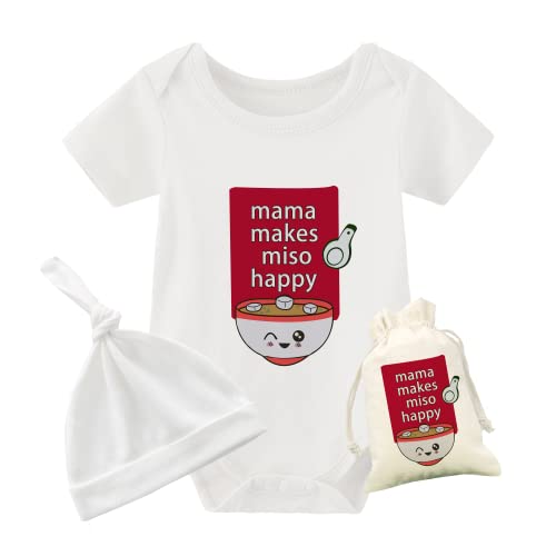 Image of YSCULBUTOL Baby Twins Bodysuit Funny Ramen Outfit Noodle Funny Romper Baby Costume Jumpsuit Hat Bags