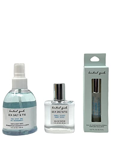 Kindred Goods Sea Salt & Fig Perfume, Hair and Body Mist Spray, Rollerball Bundle