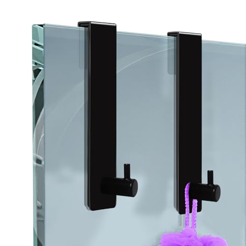 Crochets de Porte de Douche,2 pcs 13.8cm Crochet de Douche en Acier Inoxydable,Crochet Mural Cabine de Douche,Crochets Porte de Bains sans Perçage pour Porte...