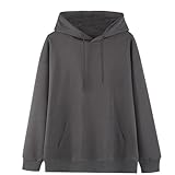 [Tuten] パーカー レディース フード付き トレーナー 長袖 無地 プルオーバー オーバーサイズ ゆったり ビッグシルエット ポケットつき おしゃれ カジュアル 春秋 シンプル(Dark gray-XL)