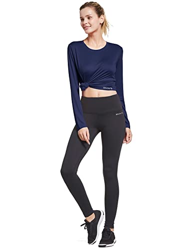 Baleaf Women's Long Sleeve Running Shirts Quick Dry Workout Shirts Navy Size M #TOP4