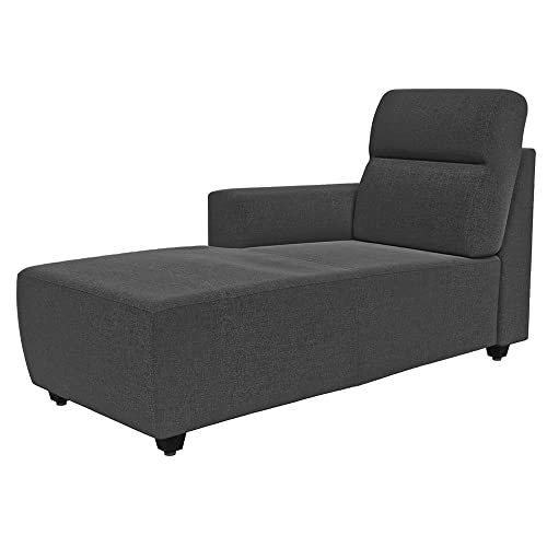 Image of Wakefit Sofa Set | 3 Year Warranty |3 Seater Sofa for Living Room, Wooden 3 Seater + Left Aligned, Belize(Malphino : Smoke Grey)