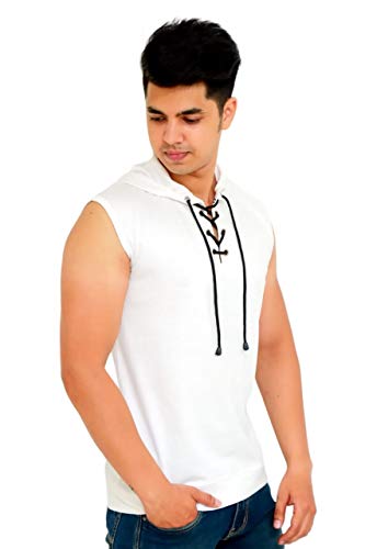 Image of Solid Men Hooded Neck Grey T-Shirt