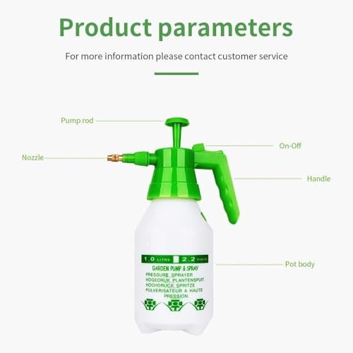 Image of 1 Litre Garden Spray Bottle - Hand Pressure Water Sprayer for Plants, Gardening, Flowers & Home Cleaning | Multipurpose Manual Pump Sprayer with Adjustable Nozzle & Easy Grip Handle
