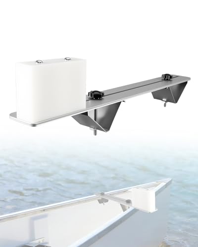 Canoe Trolling Motor Mount with Aluminum Crossbar and Motor Block, Heavy Duty Outboard Motor Bracket for 2–5HP Motors, No-Drill Installation