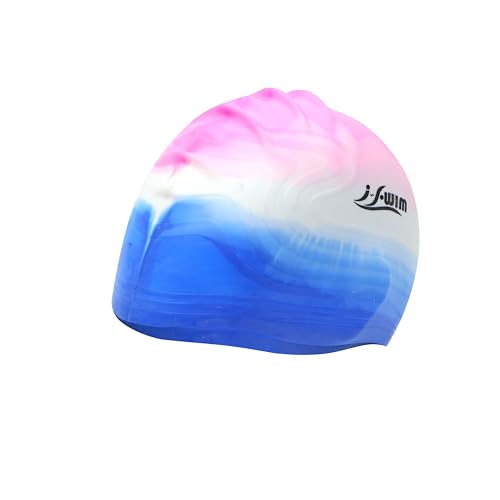 Image of I-Swim Men's Swimming Cap | for Adults Use | Fully Elastic Waterproof and Strechable | Long-Lasting Fitted | Protecting Hair from Chlorine | Material: Silicone | Size: Free | Color: Assorted