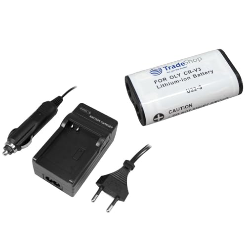 OFERTA Trade Shop – Kit de cámara batería de ion de litio + cargador de batería con adaptador de coche, equivalente a CRV3 RCR V3 CR V3 LB01, LB 01 SBP 09 1103 SBP 1303 sbp1103 sbp1303 para Canon PowerShot A60 A70 a de 60 a de 70