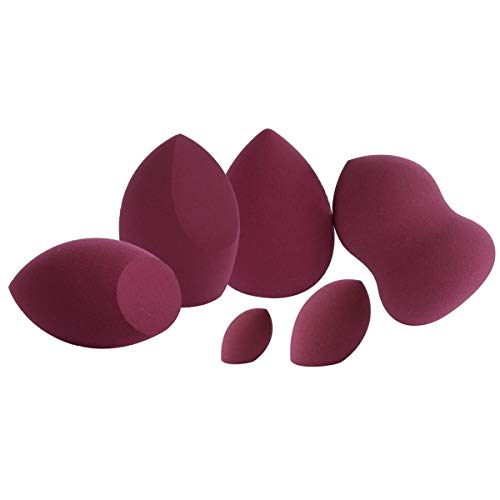 Latex Free Beauty Makeup Sponge Blender Flawless Smooth 6 Piece Cosmetic Foundation Sponges Blender Set Blending Sponge Bulk for Liquid BB Creams Facial Makeup Applicator