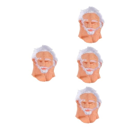 Masque de vieil homme avec barbe blanche et perruque d&eacute;guisement adulte r&eacute;aliste t&ecirc;te compl&egrave;te