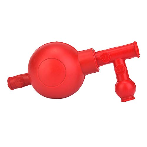 Deosdum Lab Rubber Suction Bulb Safe Pressure Quantitative Pipette Filler with 3 Valves (Red)
