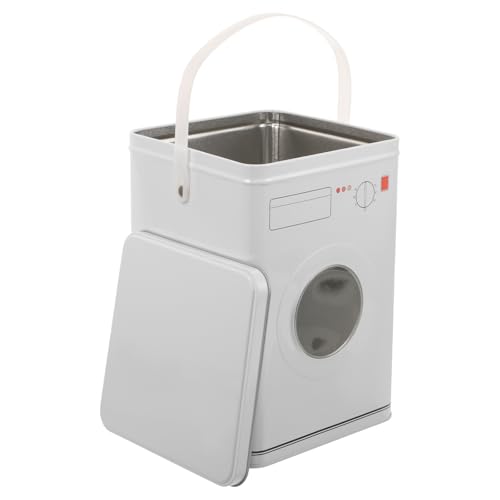 AUTSUPPL Contenedor Blanco de Hierro Forma de Lavadora para Almacenar Cápsulas y Polvo de Lavandería, Ligero y Adecuado para Decoración de Cuarto de Lavado