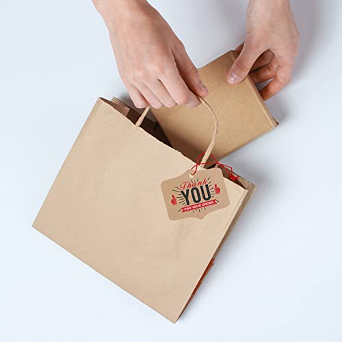 Image of Clickedin - Craft Paper Thank You Tags for Packaging with String 50 Pcs